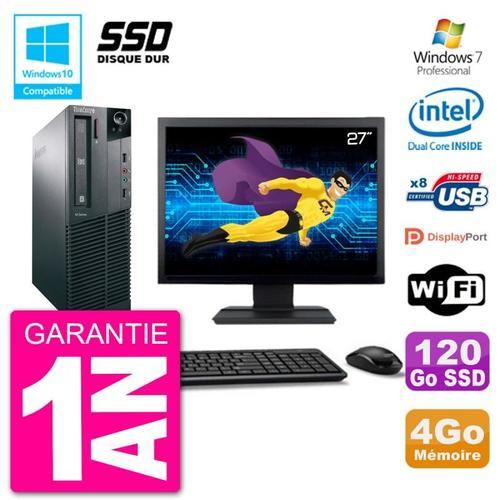 PC Lenovo M82 SFF Ecran 27" G2020 RAM 4Go SSD 120Go Graveur DVD Wif... (Reconditionné) on Productcaster.