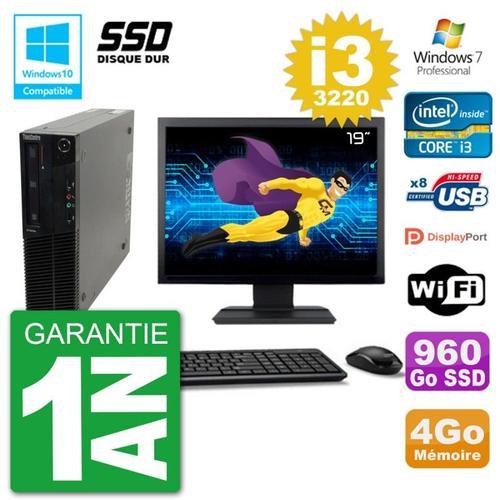 PC Lenovo M82 SFF Ecran 19" i3-3220 RAM 4Go SSD 960Go Graveur DVD W... (Reconditionné) on Productcaster.