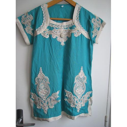 Tunique Broderies Et Perles Taille M Bleu Turquoise Tbe on Productcaster.