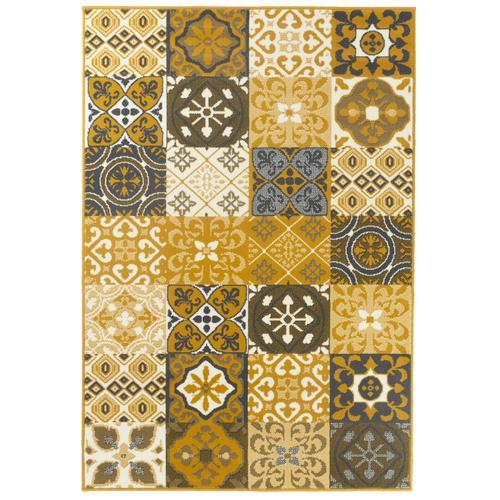 Tapis Salon Patchwork Carreaux Ciment Jaune Moutarde Debonsol - 120... on Productcaster.