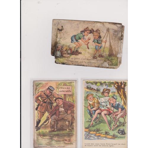 Lot 3 Cartes Humoristiques - Pêche Chasse Camping on Productcaster.