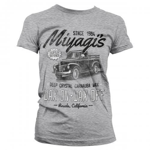 Karate Kid - T-Shirt Miyagi's Super Defence Waxing - Girly Grey (S) on Productcaster.