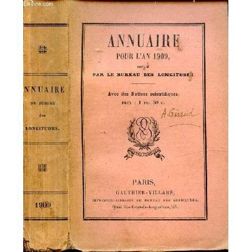 Annuaire Pour L An 1909 on Productcaster.