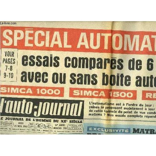 L Auto Journal N° 390 - Spécial Automatisme, Essais Comparés De 6 V... on Productcaster.