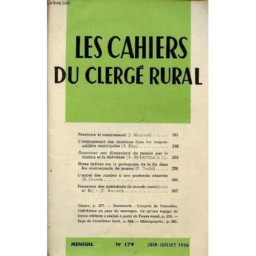 Les Cahiers Du Clerge Rural N°179 - Juin/Jui 56 : Personne Et Commu... on Productcaster.