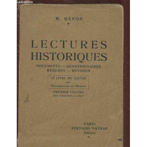 Lectures Historiques : Le Livre Du Maitre Pour L Enseignement De L ... on Productcaster.