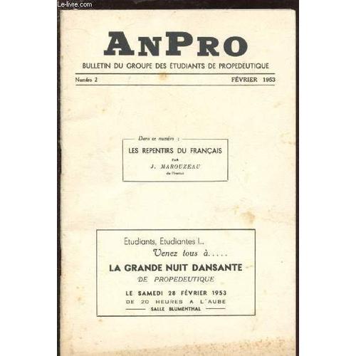 N°2 - Fev 1953 / Anpro- Bulletin Du Groupe Des Etudiants De Propede... on Productcaster.