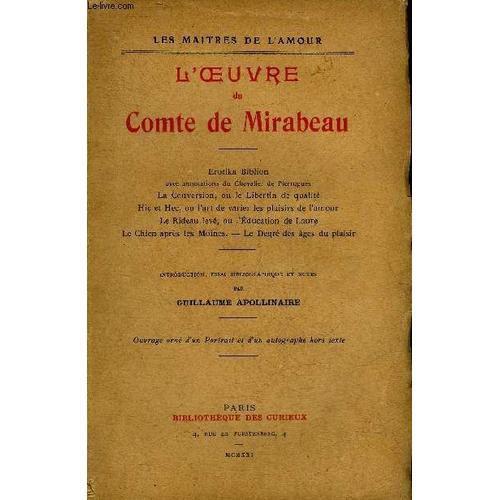 L Oeuvre Du Comte De Mirabeau - Collection Les Maitres De L Amour. on Productcaster.