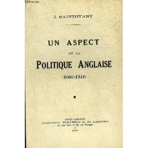 Un Aspect De La Politique Anglaise 1066-1941. on Productcaster.