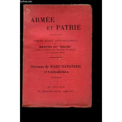 Armee Et Patrie - Compte Rendu Stenographique Du Meeting Du Sillon ... on Productcaster.