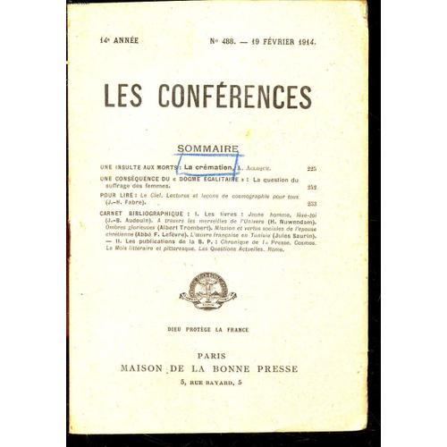 Le Sconferences / N°488 - 10 Fevrier 1914 /Une Insulte Aux Morts : ... on Productcaster.