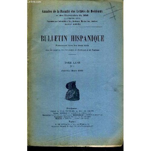 Bulletin Hispanique - Tomexxvii - N°1 - Janv/Mars 1925 - Annales De... on Productcaster.