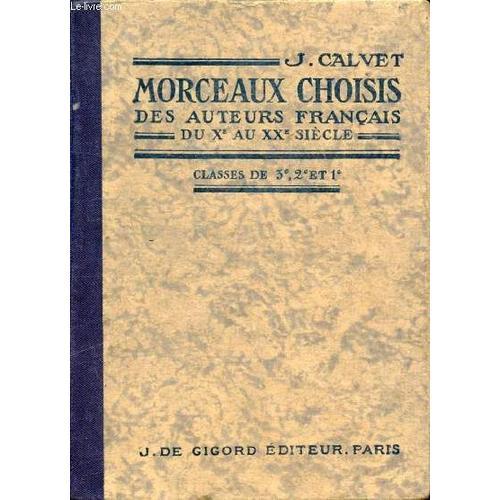 Morceaux Choisis Des Auteurs Francais Du Xe Au Xxe Siecle, Pour Ser... on Productcaster.