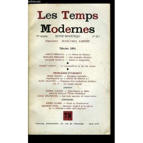 Les Temps Modernes N° 213 - Le Silence De Genova Par André Frénaud.... on Productcaster.