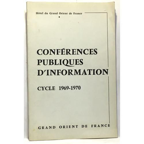 Conférences Publiques D'information -Cycle 1969-1970 -Hôtel Du Gran... on Productcaster.