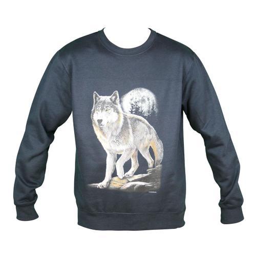 Sweat-Shirt Motif Loup - 10380 - Unisexe - Bleu Marine on Productcaster.