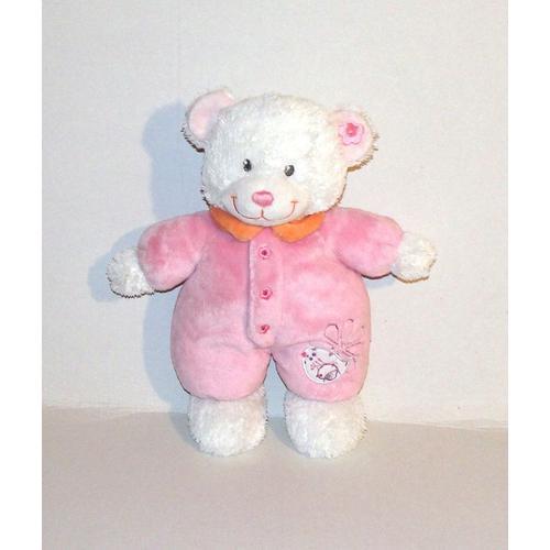 Doudou Ours Blanc Rose Brodé Fleur Oiseau Peluche Ourson Tex Baby C... on Productcaster.