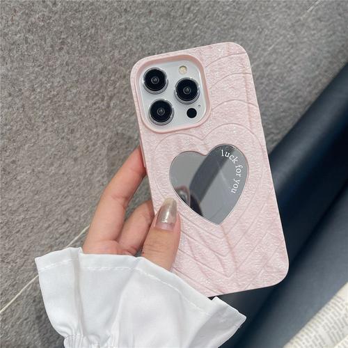 Coque De Téléphone Avec Miroir Plissé En Forme De C?ur Pour Filles,... on Productcaster.