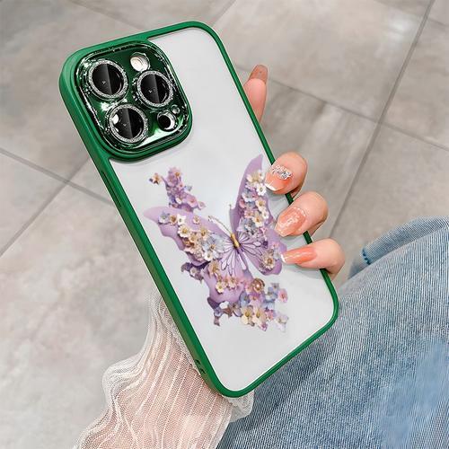 Coque De Téléphone Pour Iphone 14, Fée Violet Papillon, 15pro, Trid... on Productcaster.