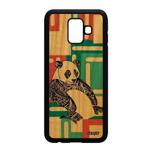 Coque Samsung A6 2018 Bois Silicone Panda Housse Carré Graphique Fe... on Productcaster.