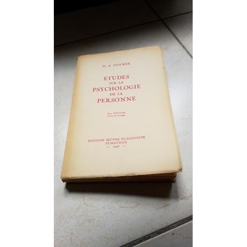 Stocker - Etudes Sur La Psychologie De La Personne 1946 on Productcaster.