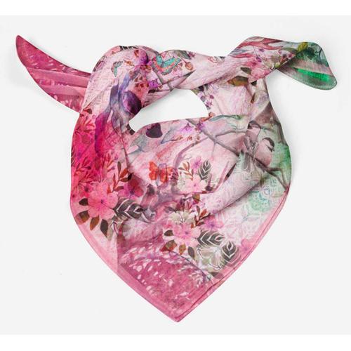 Phagun Casual Crâne Des Oiseaux & Foulard Carré En Soie Pure Imprim... on Productcaster.