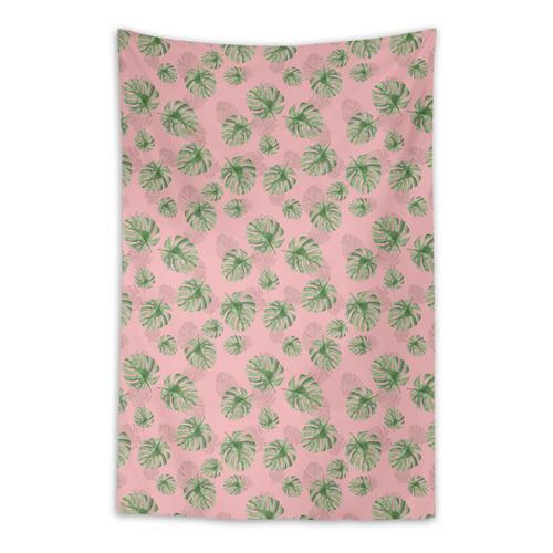 S4sassy Coton Saumon Rose Monstera Feuilles Tenture Murale Décor Sa... on Productcaster.