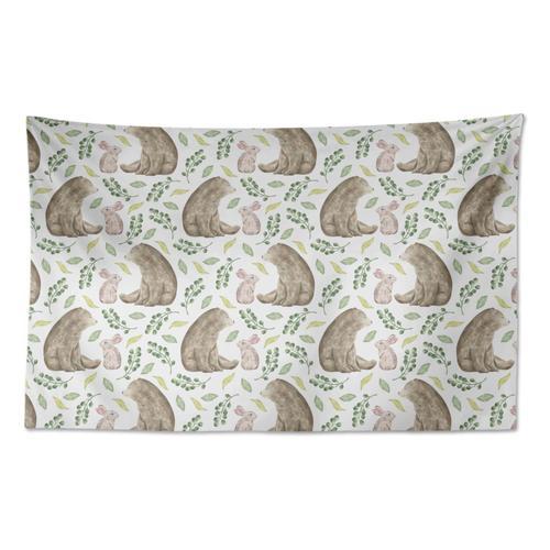 S4sassy Coton Tapisserie Paysage Blanc Ours Et Lapin Animal Tenture... on Productcaster.