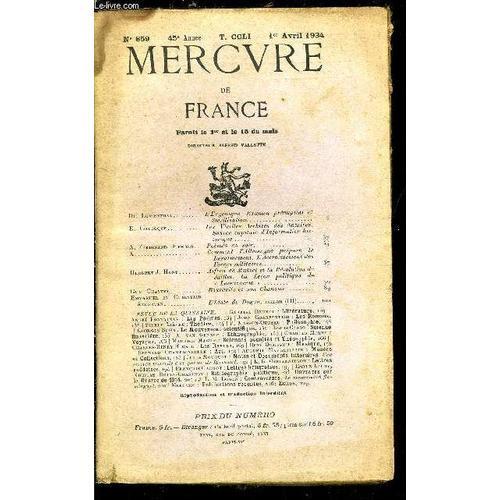 Mercure De France N° 859 - Tome Ccli - L Eugénique, Examen Prénupti... on Productcaster.