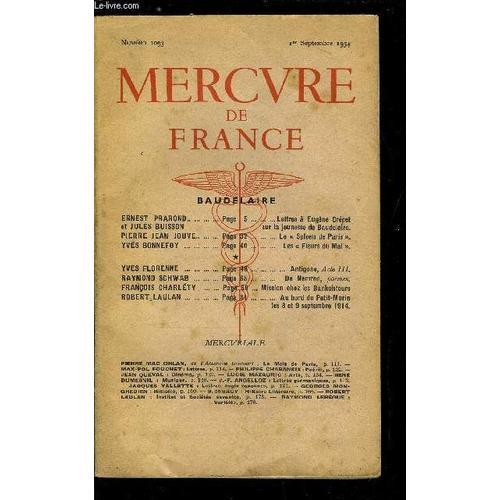 Mercure De France N° 1093 - Lettres A Eugène Crépet Sur La Jeunesse... on Productcaster.