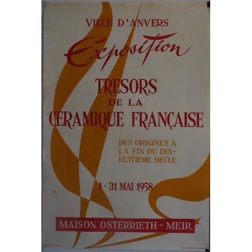 Affiche Exposition Trésors De La Céramique Française Anvers 1958 on Productcaster.