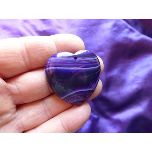 Pendentif Coeur En Agate Violet. 4 Cm. Pierre Au Design Unique, Une... on Productcaster.