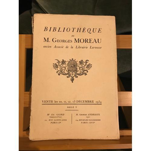 Catalogue De Vente Bibliothèque Georges Moreau Larousse Décembre 1934 on Productcaster.