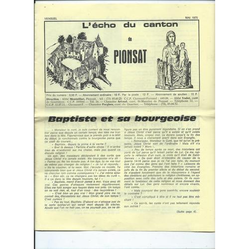 L'écho Du Canton De Pionsat Mai 1975 on Productcaster.