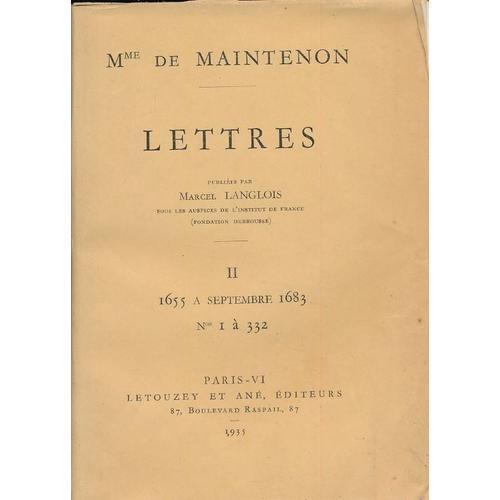 Lettres. Ii. 1655 À Spetembre 1683. Ns I À 332 on Productcaster.