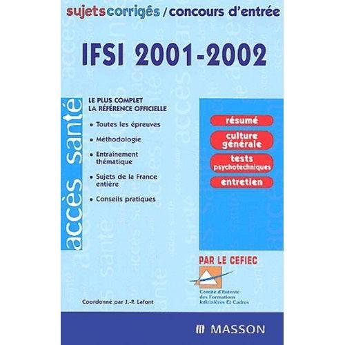 Ifsi 2001-2002 - Sujets Corrigés/Concours D'entrée on Productcaster.