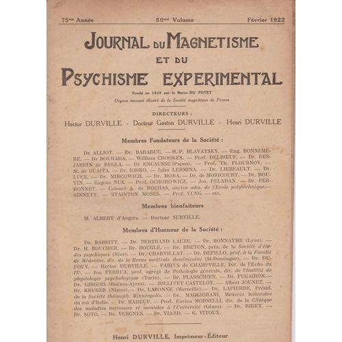 Journal Du Magnetisme Et Du Psychisme Experimental N° 50 . 75 Annee on Productcaster.