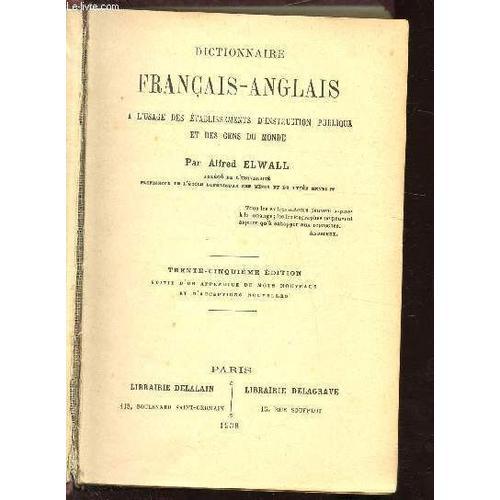 Dictionnaire Francais-Anglais A L Usage Des Etablissements D Instru... on Productcaster.