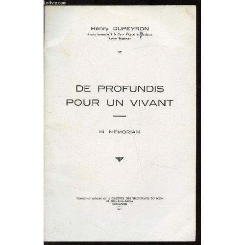 De Profundis Pour Un Vivant - In Memoriam on Productcaster.