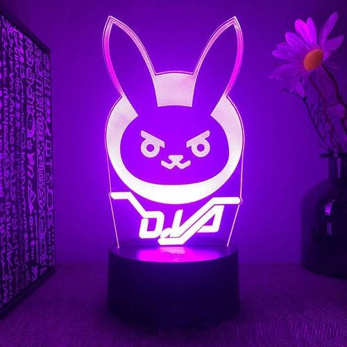 Convient Pour Overwatch Ow Dva 3d Led Jeu Héros Lampe Lampe De Chev... on Productcaster.