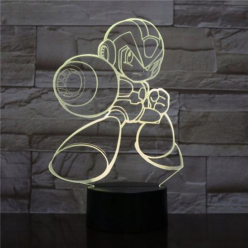 Convient Pour Megaman Romain 3d Led Lampe De Chambre Lampe De Cheve... on Productcaster.