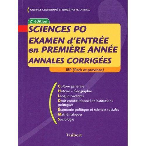 Sciences Po - Examen D'entrée En Première Année, Annales Corrigées,... on Productcaster.