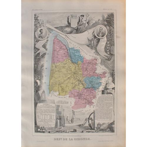 Victor Levasseur : France, Carte Ancienne De La Gironde, Gravure Or... on Productcaster.