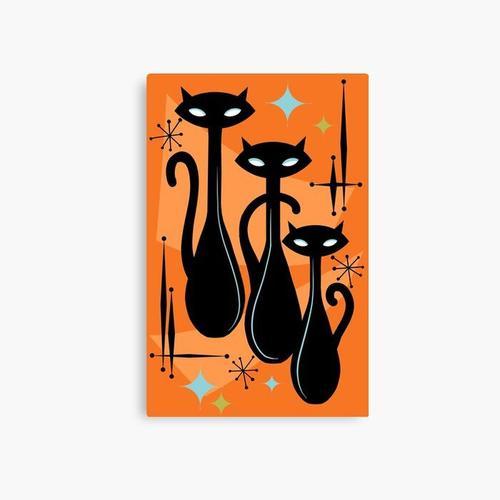 Canevas imprimer Trio de chats kitsch noir orange effervescent Atom... on Productcaster.