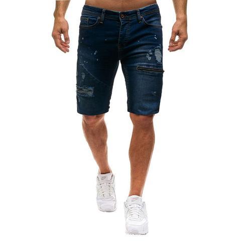 Shorts En Jeans Hommes D'été Cassé Zippé Décontracté Short Jeans De... on Productcaster.