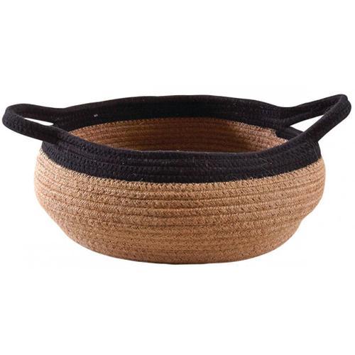 Corbeille Ronde En Jute Naturelle Et Noire 2 Anses on Productcaster.