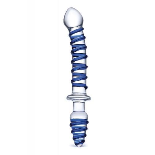 Gode En Verre Double Anal / Vaginal Texturé Bleu Bleu on Productcaster.