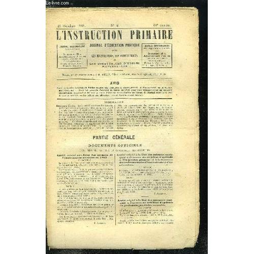 L Instruction Primaire 11e Année N° 8 - Arrêté Relatif Aux Dates De... on Productcaster.