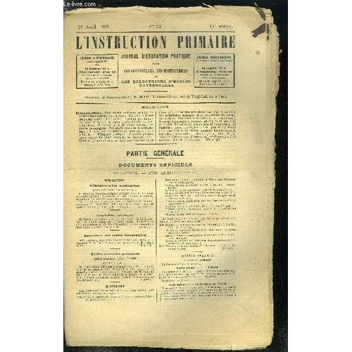 L Instruction Primaire 11e Année N° 34 - Nominations, Postes Vacant... on Productcaster.