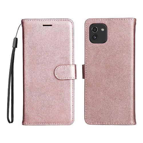 Flip Étui Pour Samsung Galaxy A03 Couleur Solide Classique Cuir De ... on Productcaster.